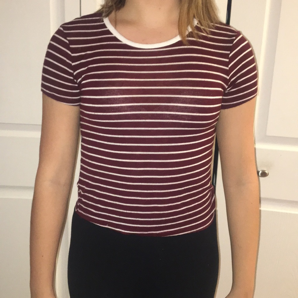 Maroon and White Striped Shirt